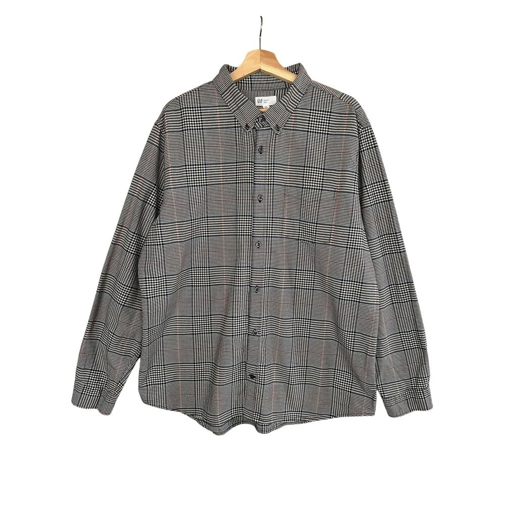 Gap Plaid Button Down Oxford Shirt Cotton Mens Size XL